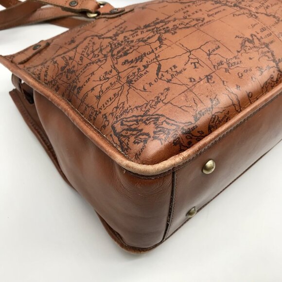 Patricia Nash Brown Leather Map Print Tote And Wallet - Picture 9 of 12